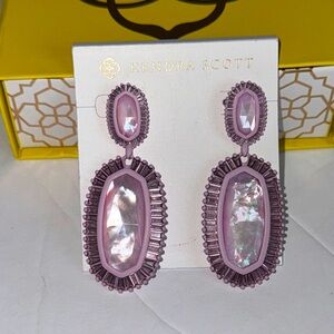 Kendra Scott Kaki Statement Earrings Matte Lilac Mother of Pearl